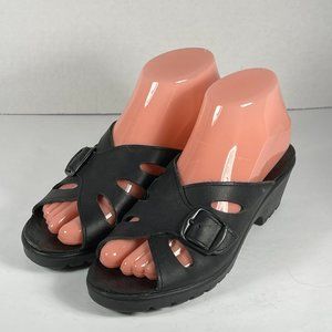 Romika Leather Black Buckle Strap Women's Sandals Shoes Size 37 US 6.5